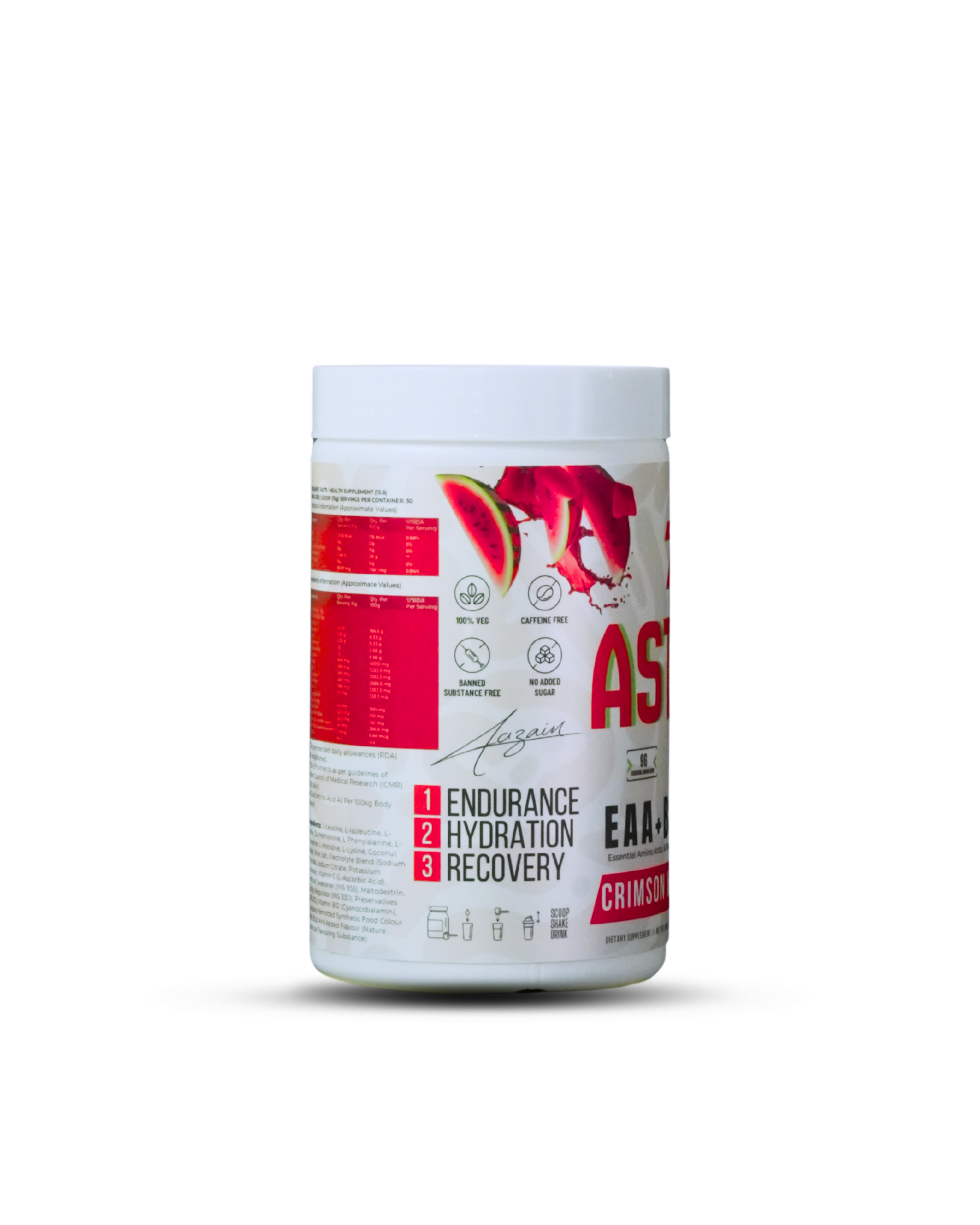 Astryx EAA BCAA supplement container with crimson watermelon graphics 450 g