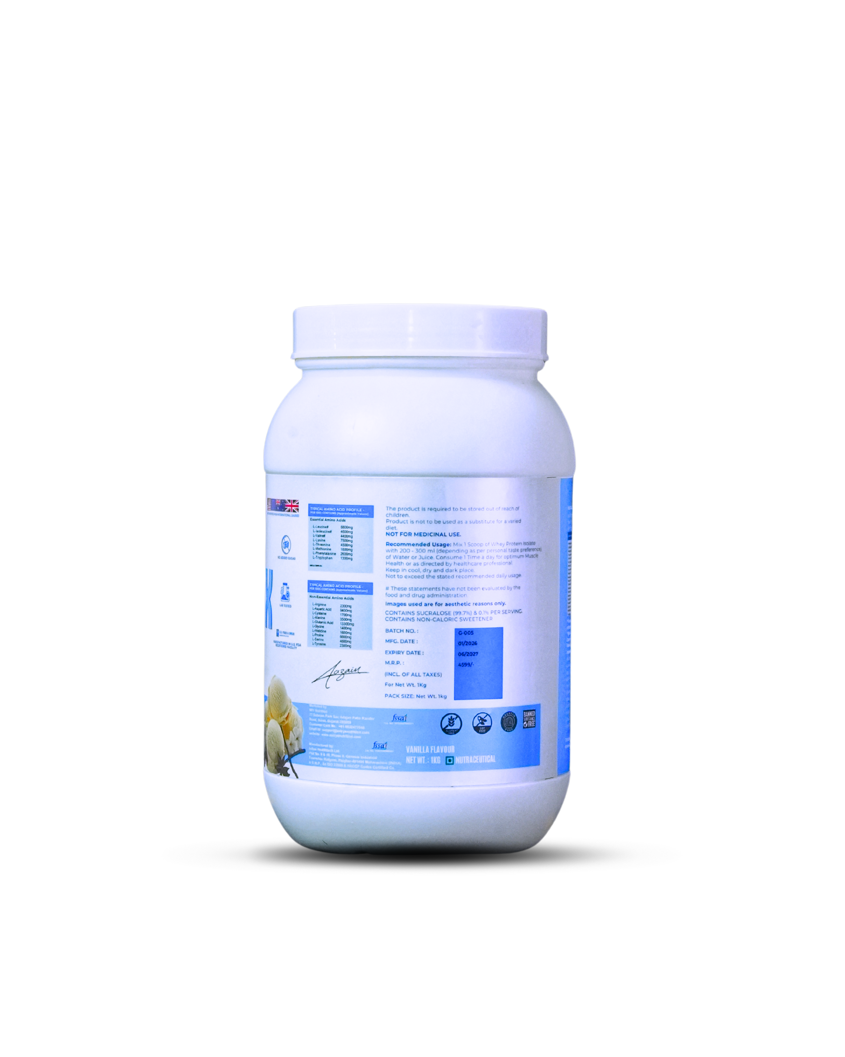 Astrayx Vanilla gelato Legacy supplement container 1 kg